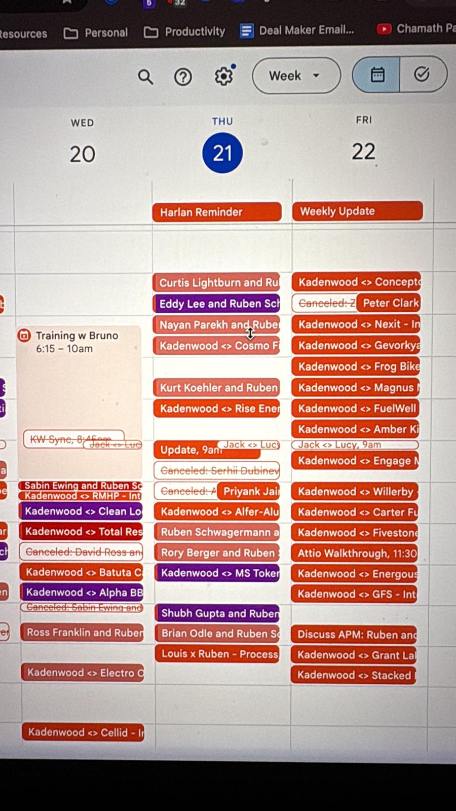 Client's full calendar showing successful bookings